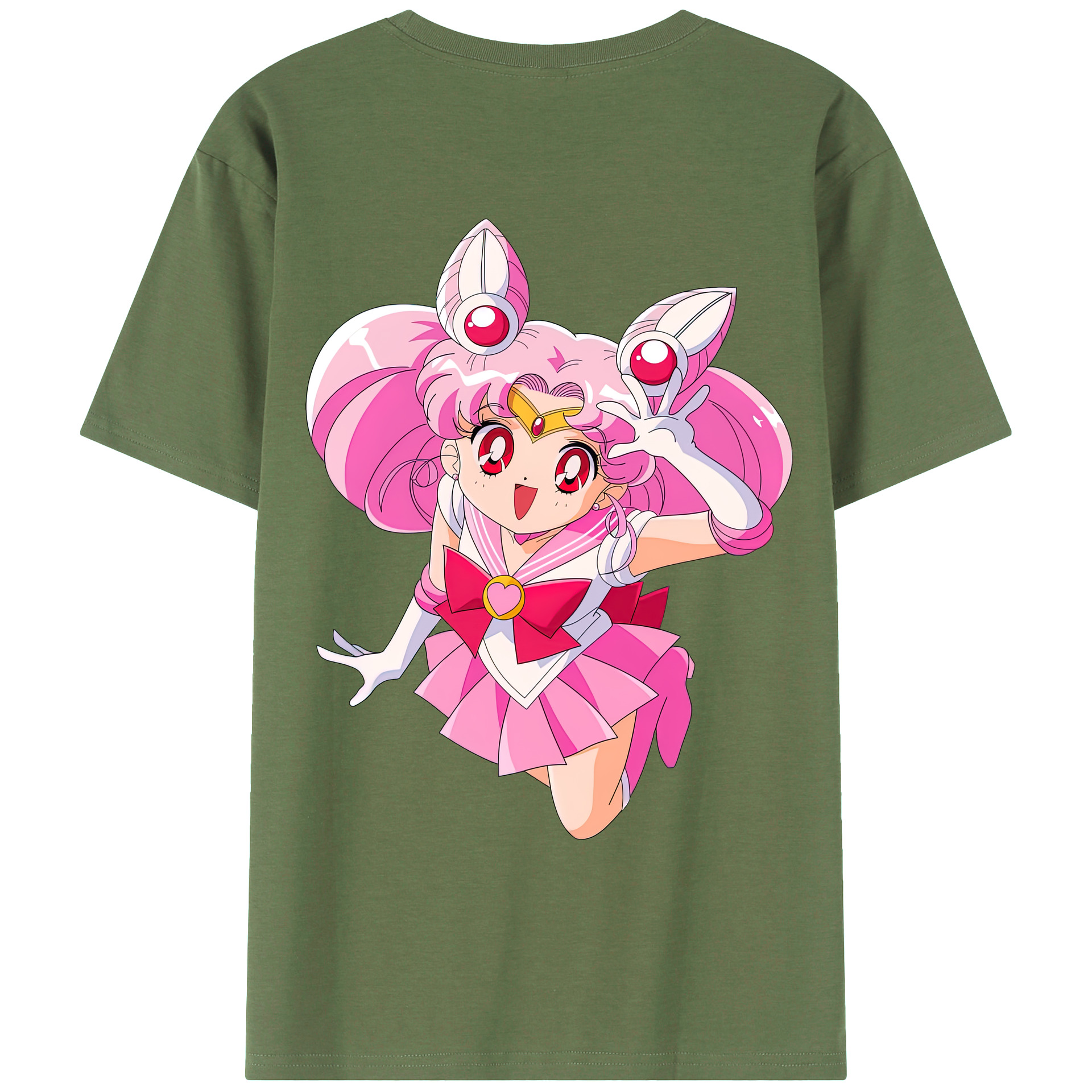（画像用） 美少女戦士セーラームーン ちびうさ Sailor Moon Chibiusa Tsukino Usagi Small Lady Serenity 綿100％ メンズ半袖Tシャツ（バックプリント） 通気性